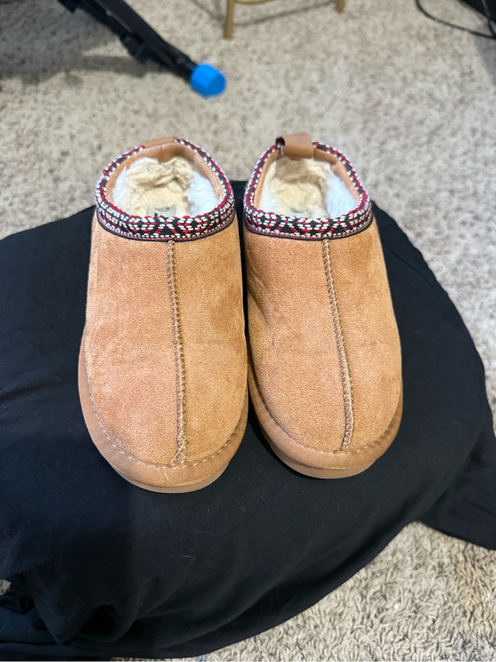 Soda Kids Tan Faux-Suede Slip-On Moccasins with Sherpa Lining